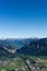 Narrow thoroughfare gap in the mountains and valleys of the Swiss Alps