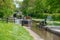 Narrowboat approaches a lock