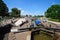 Narrowboat in lock, Stratford-upon-Avon.