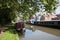 Narrowboat moored along the Oxford Canal in the UK