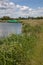 A narrowboat moored on the Thames at Farmoor in West Oxfordshire in the UK