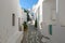 Narrowi street in Castro Kastroon Folegandros island. Cyclades, Greece