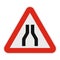 Narrowing of the road icon, flat style.