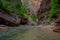 The Narrows and Virgin River in Zion National Park located in the Southwestern of United States, near Springdale, Utah