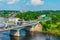 Narva, Estonia, June 28, 2022: Bridge over Narva river making a