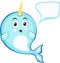 Narwhal cute character in cartoon style drawing