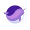 Narwhal whale illustration. Cute Narwhal icon. Narwhal whale, isolated, on a violet circle.