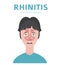 Nasal diseases. Rhinitis symptoms, treatment icon set. Medical infographic design