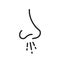 Nasal Rhinitis Ill Symptom Outline Pictogram. Cold Flu Virus Flat Symbol. Runny Nose Blowing Black Line Icon. Allergy