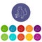 Nasalis monkey icons set vector color