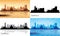 Nashville city skyline silhouettes set