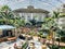 Nashville, Tennessee, U.S - June 26, 2022 - The restaurant and tropical plants inside of Gaylord Opryland Resort and Convention