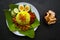 Nasi kuning or yellow rice or tumeric rice is traditional food from asia