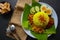 Nasi kuning or yellow rice or tumeric rice is traditional food from asia