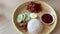Nasi Lemak with cuttlefish. Coconut rice.