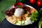 Nasi lemak kukus with quail meat , malaysian local food