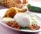 Nasi lemak traditional spicy rice dish