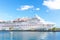 Nassau, Bahamas - September 07, 2014: Carnival Fantasy Cruise Ship anchors at the Port of Nassau.