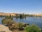 Nasser lake with beautiful blue water, created by building Aswan High Dam on the Nile river in Egypt. View over the water.