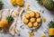 Nastar (Pineapple tart) is one of the popular cookies at celebration of Eid Fitr in Indonesia served in a metal pan on a marble