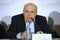 Natan Sharansky, Chairman of the Executive of the Jewish Agency, keeping speech during press-conference devoted to Memorial center