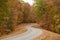 Natchez Trace Parkway road in Tennessee, USA during the fall season. The Natchez Trace Parkway is a national parkway in the