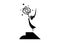 National academy of television, art and sciences. Stars prize concept, black angel with stars. Silhouette statue icon. isolated