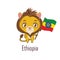 National animal lion holding the flag of Ethiopia