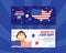 National Anthem Day Horizontal Banner with United States of America Flag Flat Cartoon Hand Drawn Templates Illustration