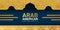 National Arab American Heritage Month - April - banner template with islamic patterns and domes of temples.