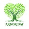 National Arbor Day symbol or icon with tree and leaves illustration