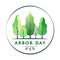 National Arbor Day text - creative concept with forest in circle