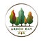 National Arbor Day text - creative concept with forest in circle