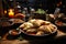 national Asian pastry, meat samosa served on the table