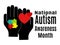 National Autism Awareness Month, Idea for a horizontal poster, banner, flyer or postcard on a medical theme