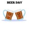 National Beer day. Two glasses of beer. Flat vector illustration