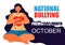 National Bullying Prevention month in October in USA. Victim scene in society
