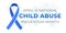 National Child Abuse Prevention Month banner design template. Celebrate annual in April in United States. Blue ribbon