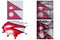 national colorful realistic flag of nepal in different styles and with different textures on the white background.collage