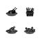 National cookery black glyph icons set on white space