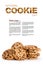 National Cookie Day poster template with scrumptious biscuits. Delicious and sweet chocolate cookies