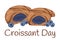 National croissant day vector. Illustration with sweet pastries. Croissants with blueberries