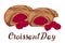 National croissant day vector. Illustration with sweet pastries. Croissants with raspberries