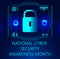 National Cyber Security Awareness Month concept vector. It is observed in October in USA. Hud elements, lock icon