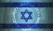 National cyber Security of Israel on digital background Data protection, Safety systems concept. Lock symbol on dark flag