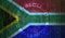 National cyber Security of South Africa on digital background Data protection, Safety systems concept. Lock symbol on dark flag