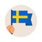 National Day of Sweden, independence day. hand holding a Swedish flag. vector illustration