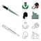 National Dirk Dagger, Thistle National Symbol, Sporran,glengarry.Scotland set collection icons in cartoon,outline style