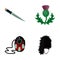 National Dirk Dagger, Thistle National Symbol, Sporran,glengarry.Scotland set collection icons in cartoon style vector