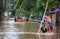 National Disaster Response Force ( NDRF)  personnel  rescue people from waterlogged area, after heavy rainfall, on October
